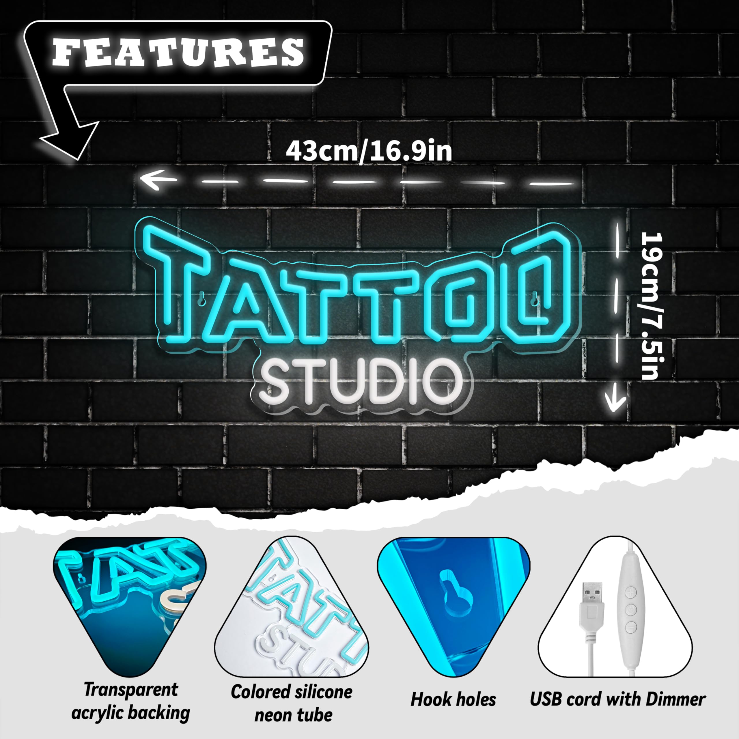 タトゥー  ネオンサイン TATTOO Neon Sign for Wall Decor,TATTOO 21.6 * 12.6 Inches